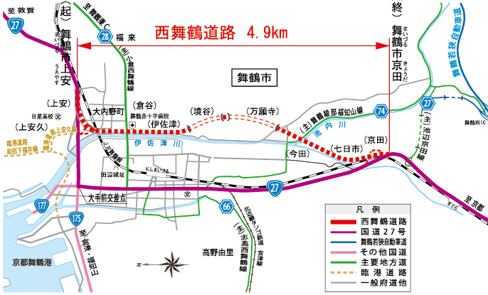 西舞鶴道路の地図